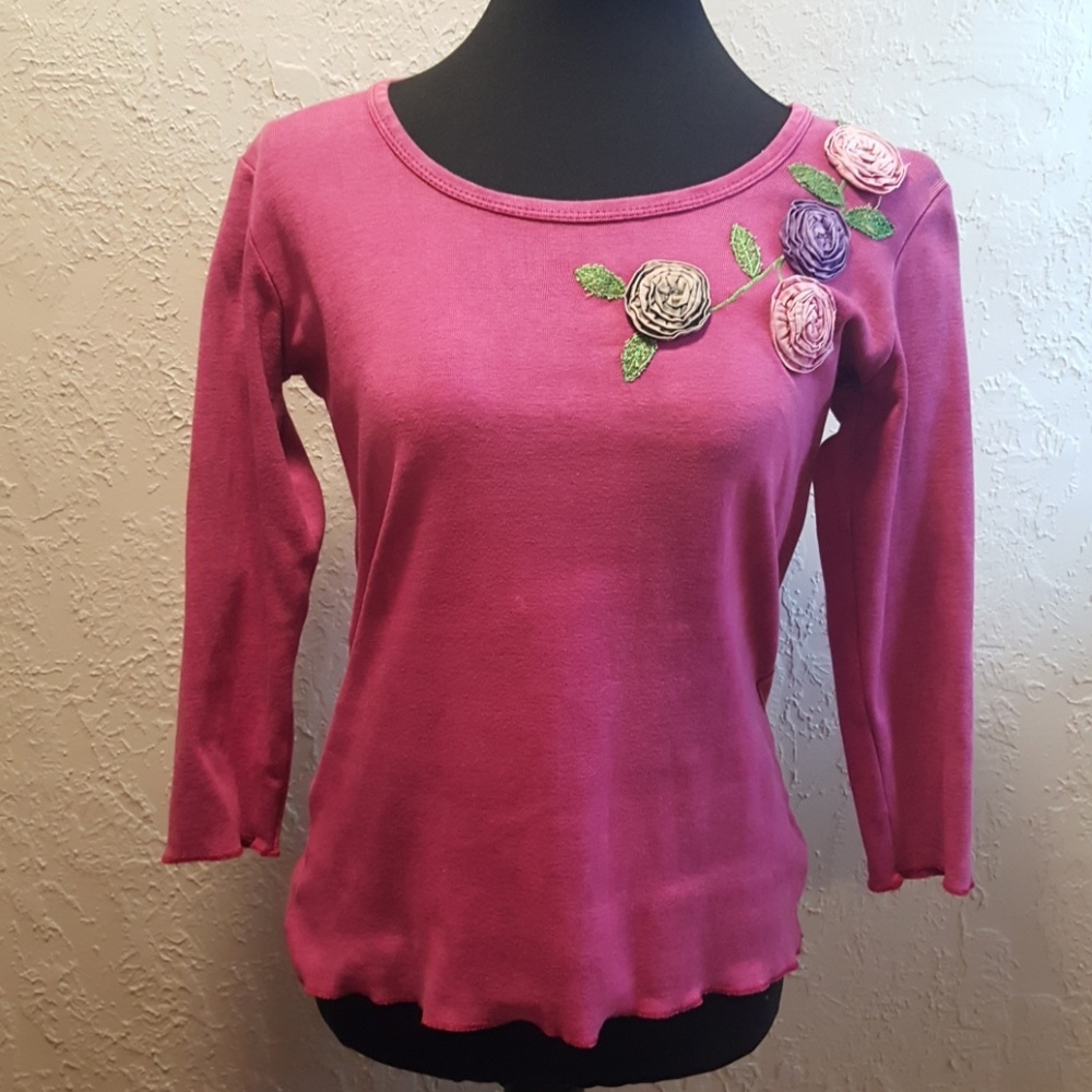 Art Studio Produce fabric rose blouse sz Small